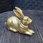 Dekofigur Hase liegend Gold-Optik Antik-Stil 14 cm