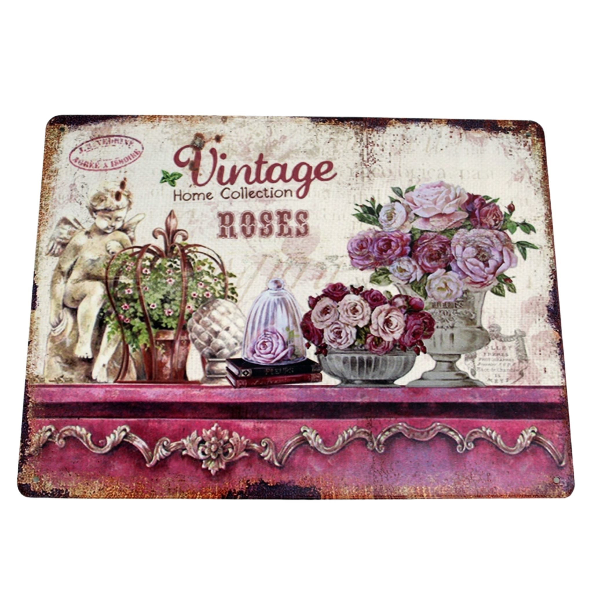 Shabby Blechschild Vintage Rosen Romantik 33cm