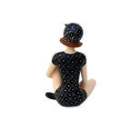 Badefrau Dekofigur sitzend Retro-Look Schwarz/Weiß 19 cm