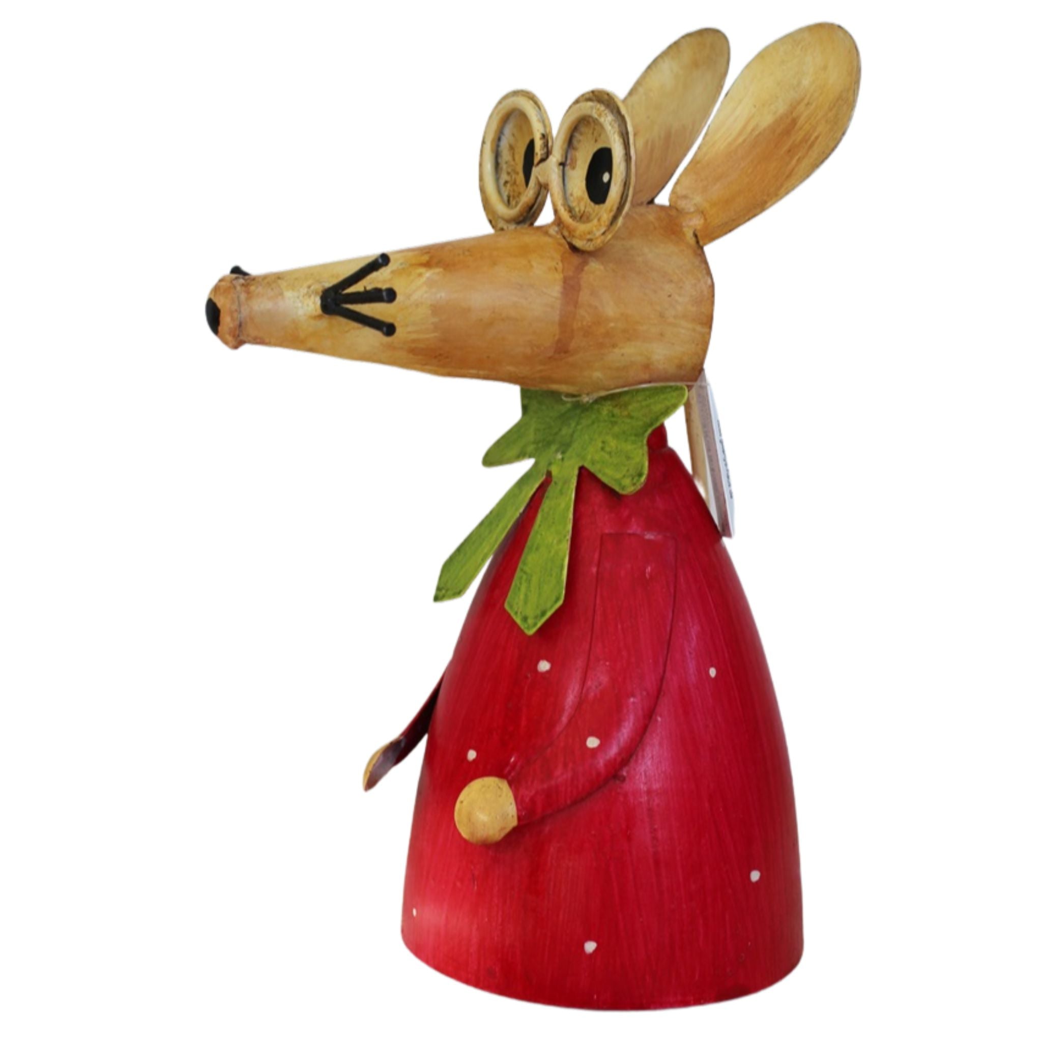 Zaunhocker Maus rot mit Schleife