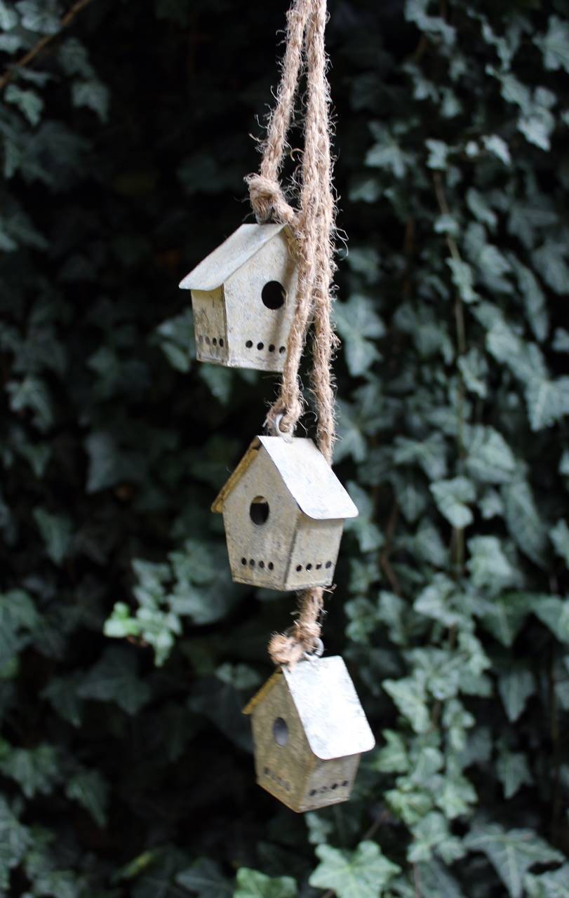 Deko Vogelhäuser Zink zum Aufhängen 3er-Set
