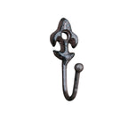 Mini-Wandhaken „Französische Lilie“ – Gusseisen, antikbraun