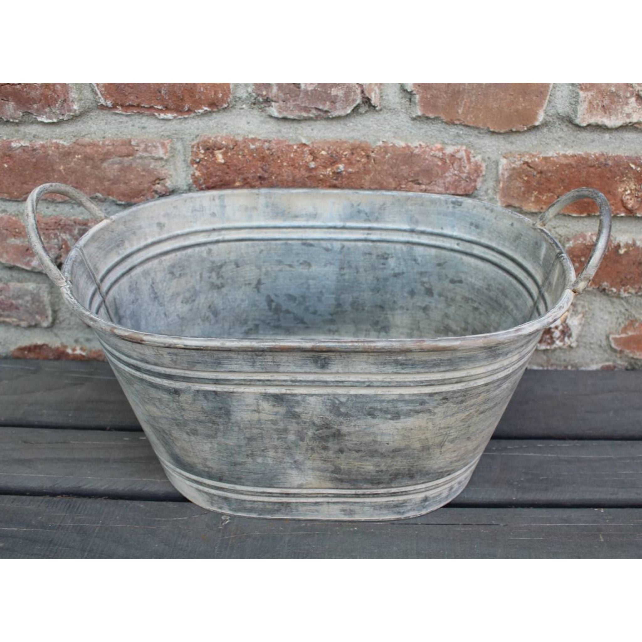 Zink Pflanzkübel Vintage mit Griffen 37cm
