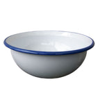 Emaille Schüssel Weiß Blau XXL im Landhausstil 36cm