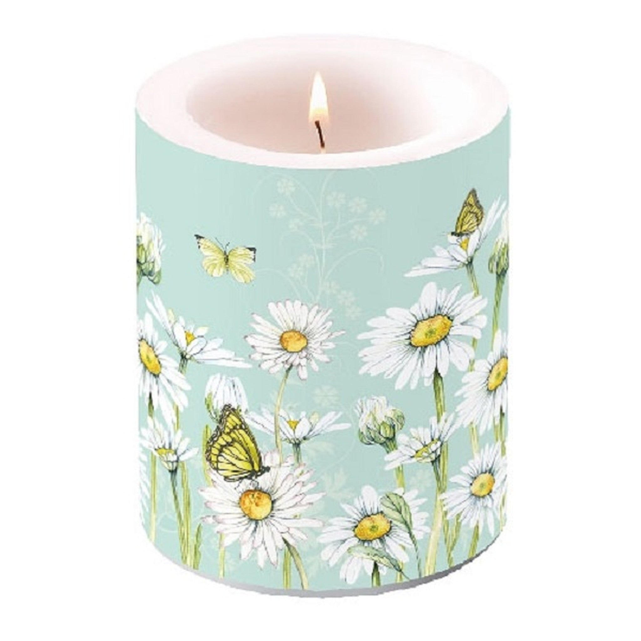 Kerze groß Gänseblümchen Motivkerze Blumen Landhausstil