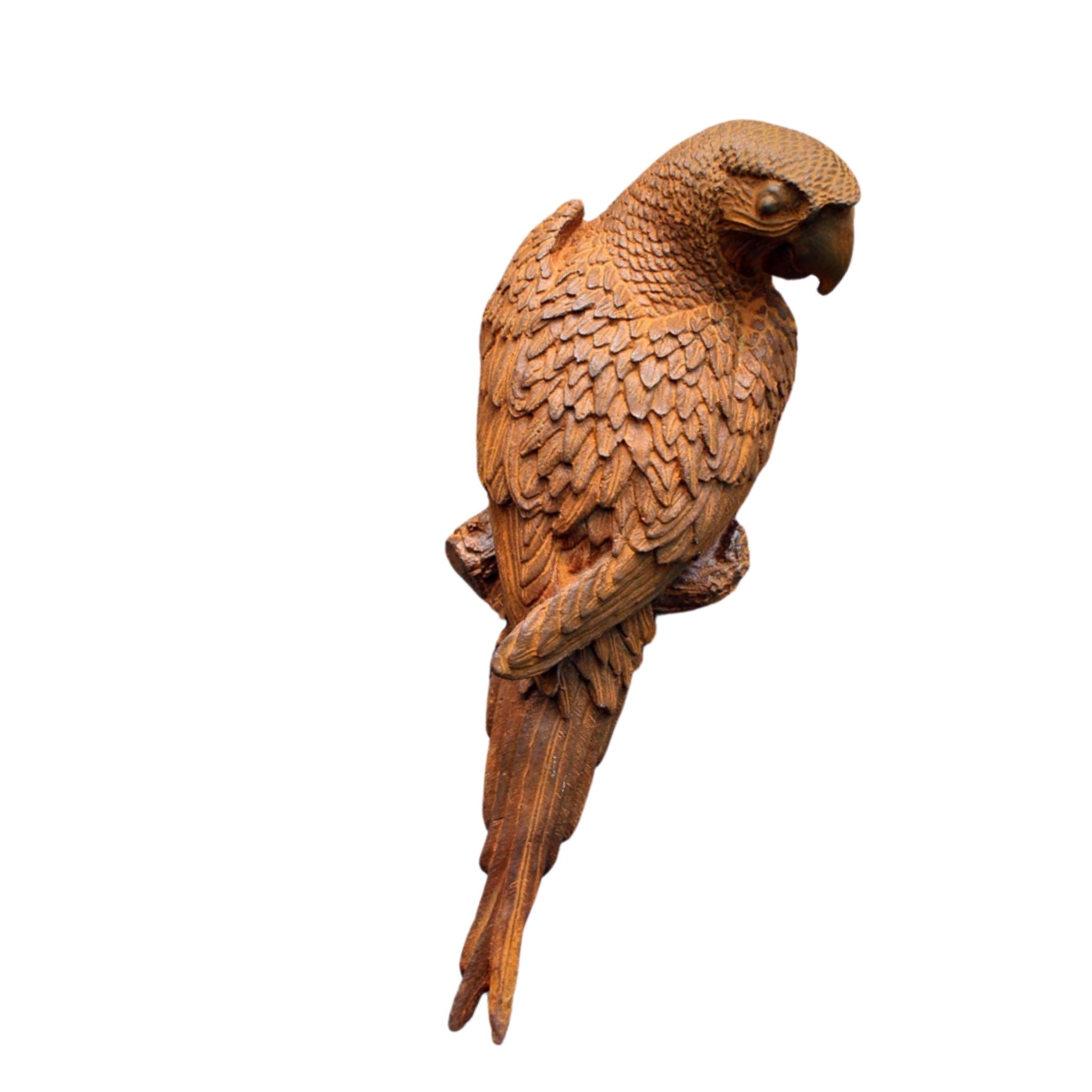 Gartenfigur Papagei Edelrost Wanddeko 28cm