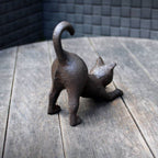 Dekofigur Katze Gusseisen Antikbraun Nostalgie 11cm