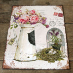Blechschild Kanne Rosen Shabby Wandbild 25 x 33 cm