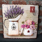 Shabby Blechschild Blumen Kannen Rosen Lavendel 30x30cm