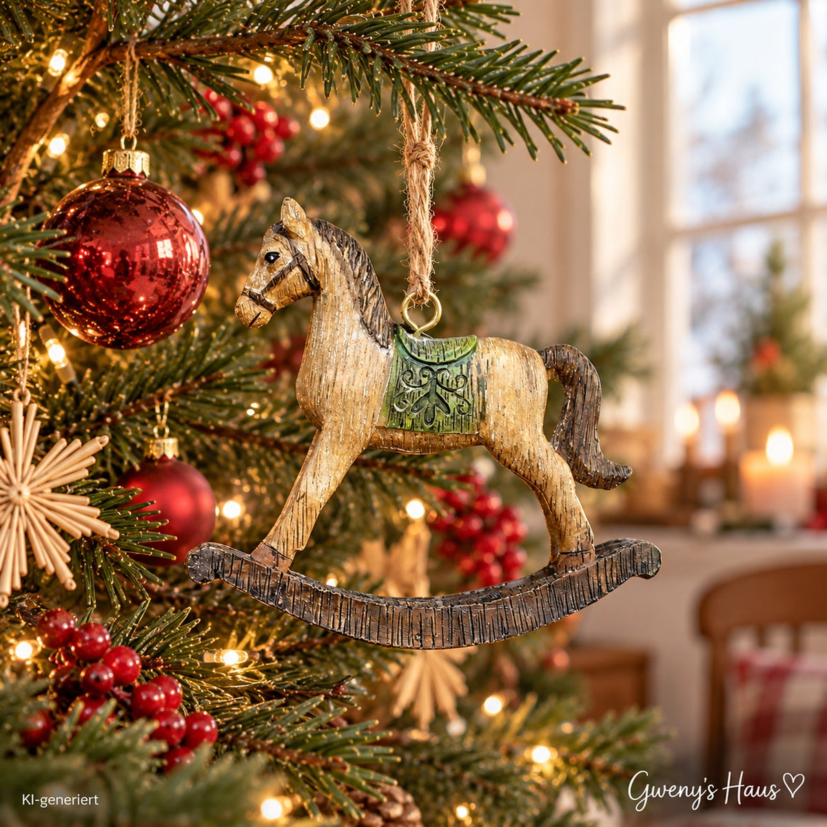 Schaukelpferd zum Aufhängen - Nostalgie Weihnachtsdeko