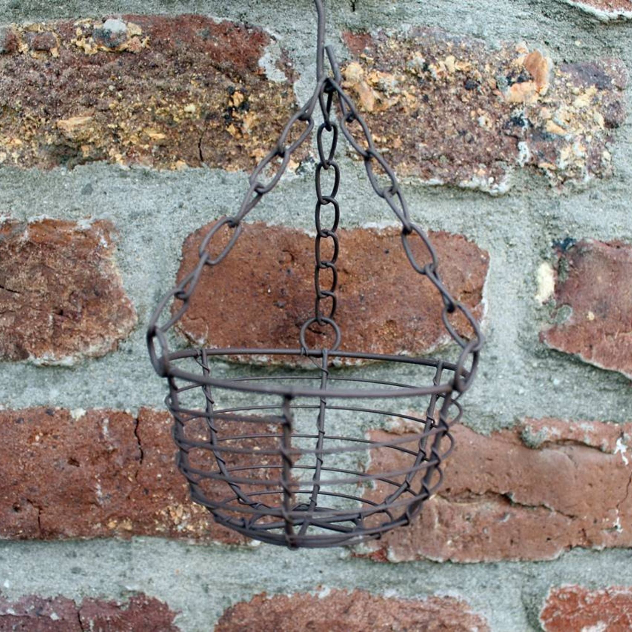 Mini Hängekorb Metall Vintage Rost-Optik 20cm