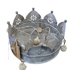 Metall Krone Tablett Shabby Chic grau 27cm