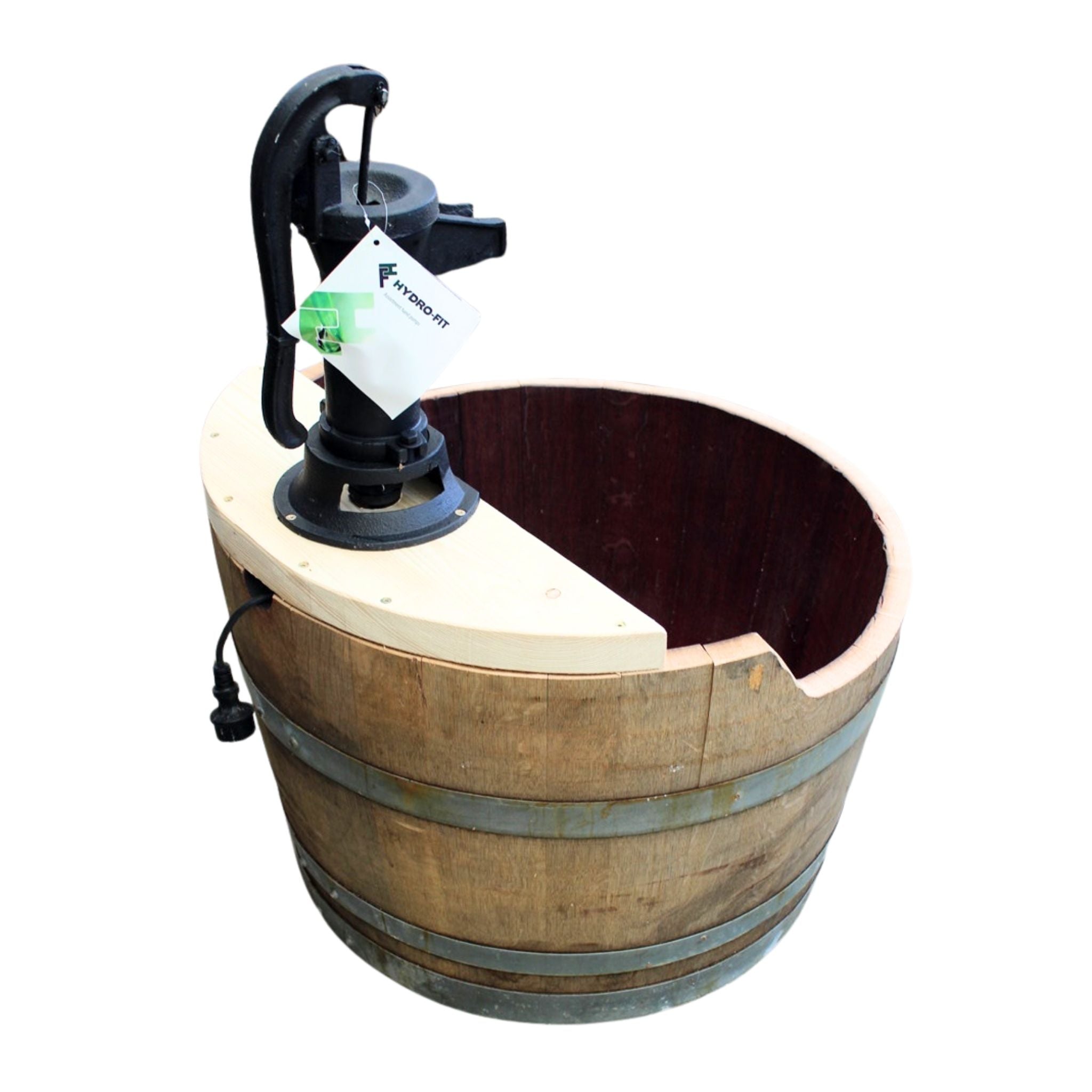 Weinfass Wasserspiel m. Pitcherpumpe natur