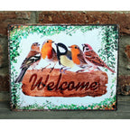 Shabby Blechschild Vögel Wanddeko Rotkehlchen