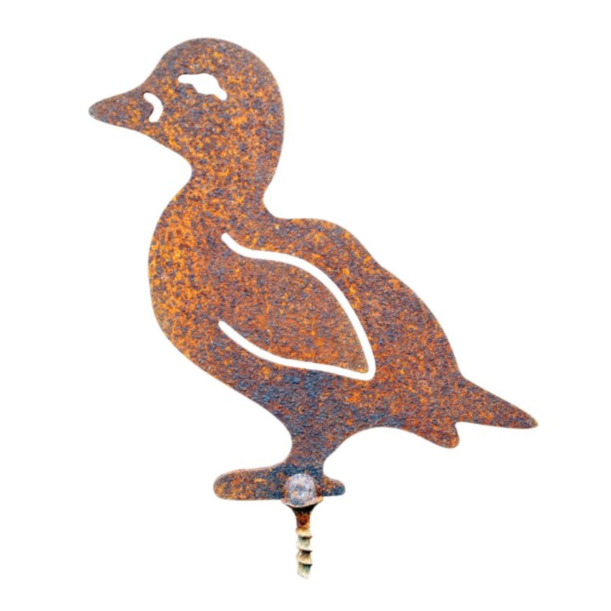Gartenstecker Edelrost Ente klein