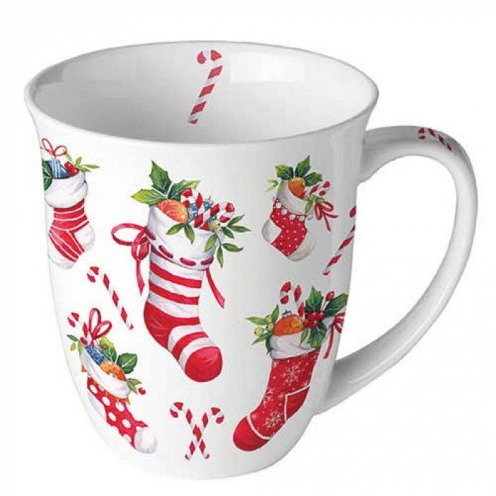 Porzellan Tasse Weihnachtsstrümpfe Landhaus 0,4L