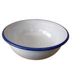 Emaille Schüssel Weiß Blau XXL im Landhausstil 36cm