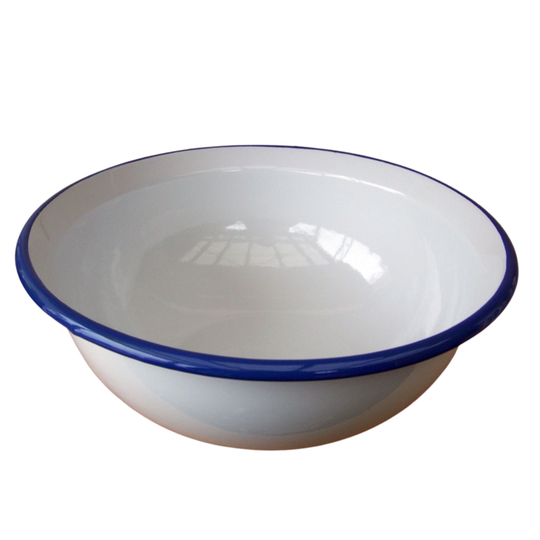 Emaille Schüssel Weiß Blau XXL im Landhausstil 36cm