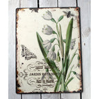 Shabby Blechschild Botanischer Garten Blumen Schmetterling