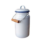 Emaille Milchkanne Weiß Blau im nostalgischen Stil 2 Liter