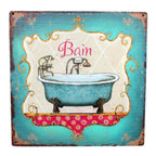 Shabby Blechschild Bain Bad 30 x 30 cm
