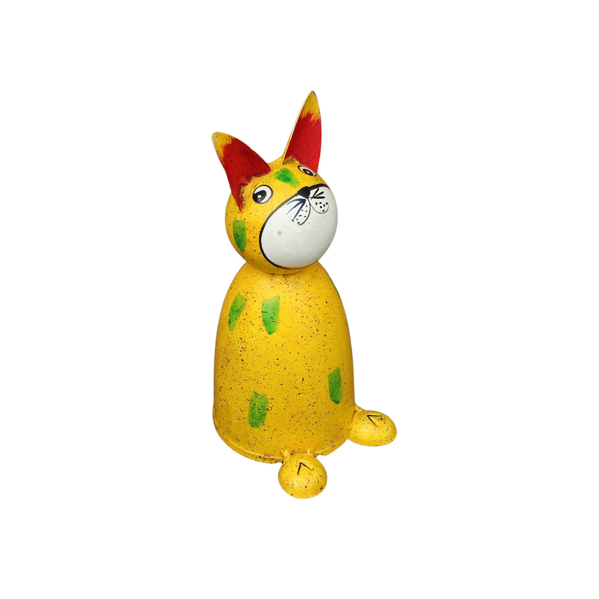 Zaunhocker Gartenfigur Katze gelb Landhausstil 21,5 cm