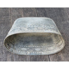 Zink Pflanzschale oval Ornament Relief Vintage 22cm