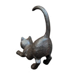 Spielende Katze Dekofigur Gusseisen antikbraun H17cm