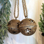Dekoglocke Rost aus Metall mit Schneeflocken 8 cm