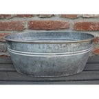 Zink Pflanzkübel bauchig Vintage Pflanzschale L44cm