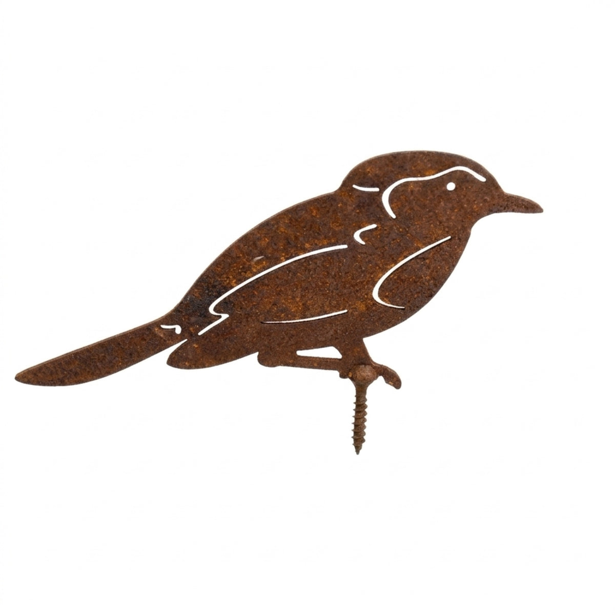 Gartenstecker Vogel aus  Edelrost L 14 cm