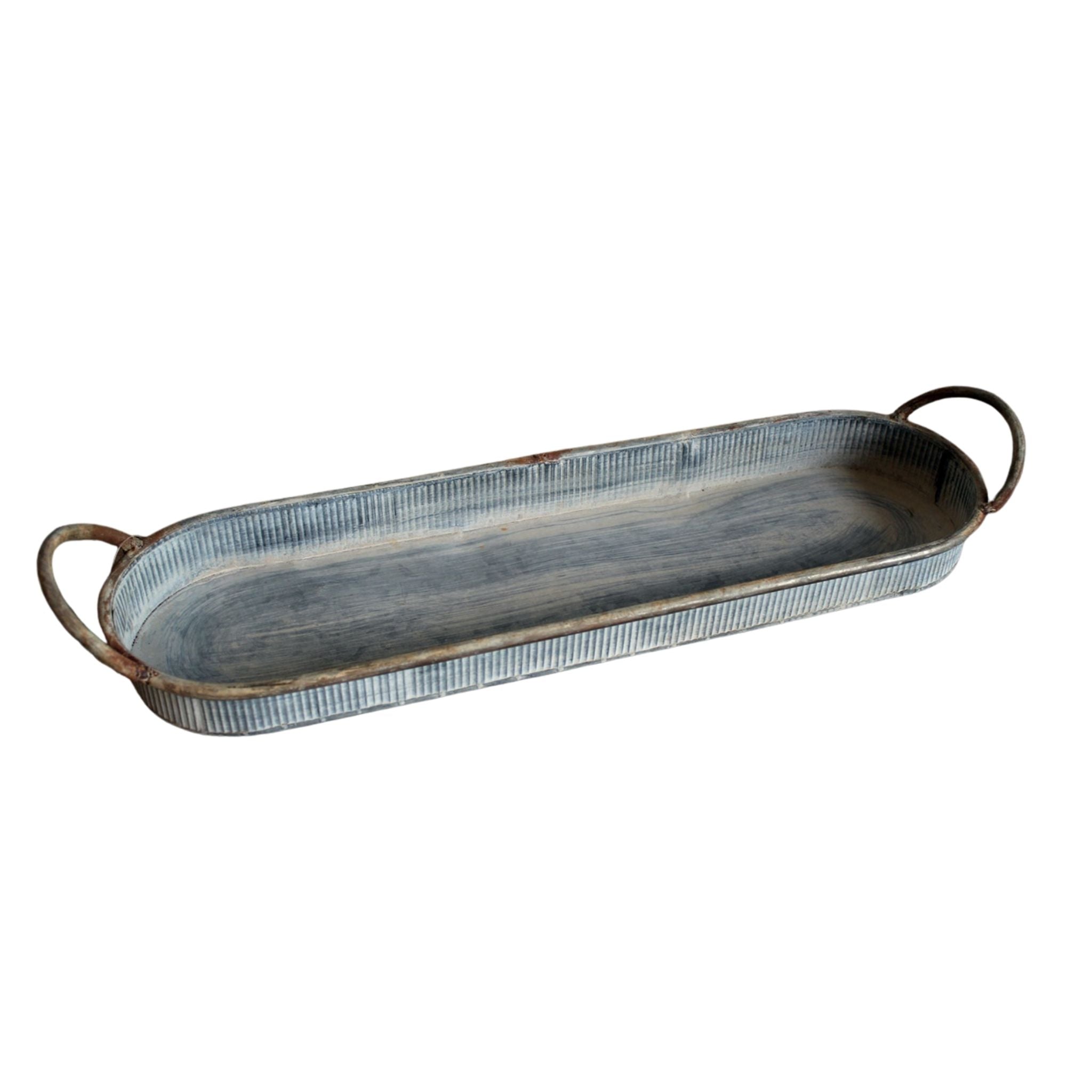 Zink Tablett Kerzenhalter Shabby Chic 50cm