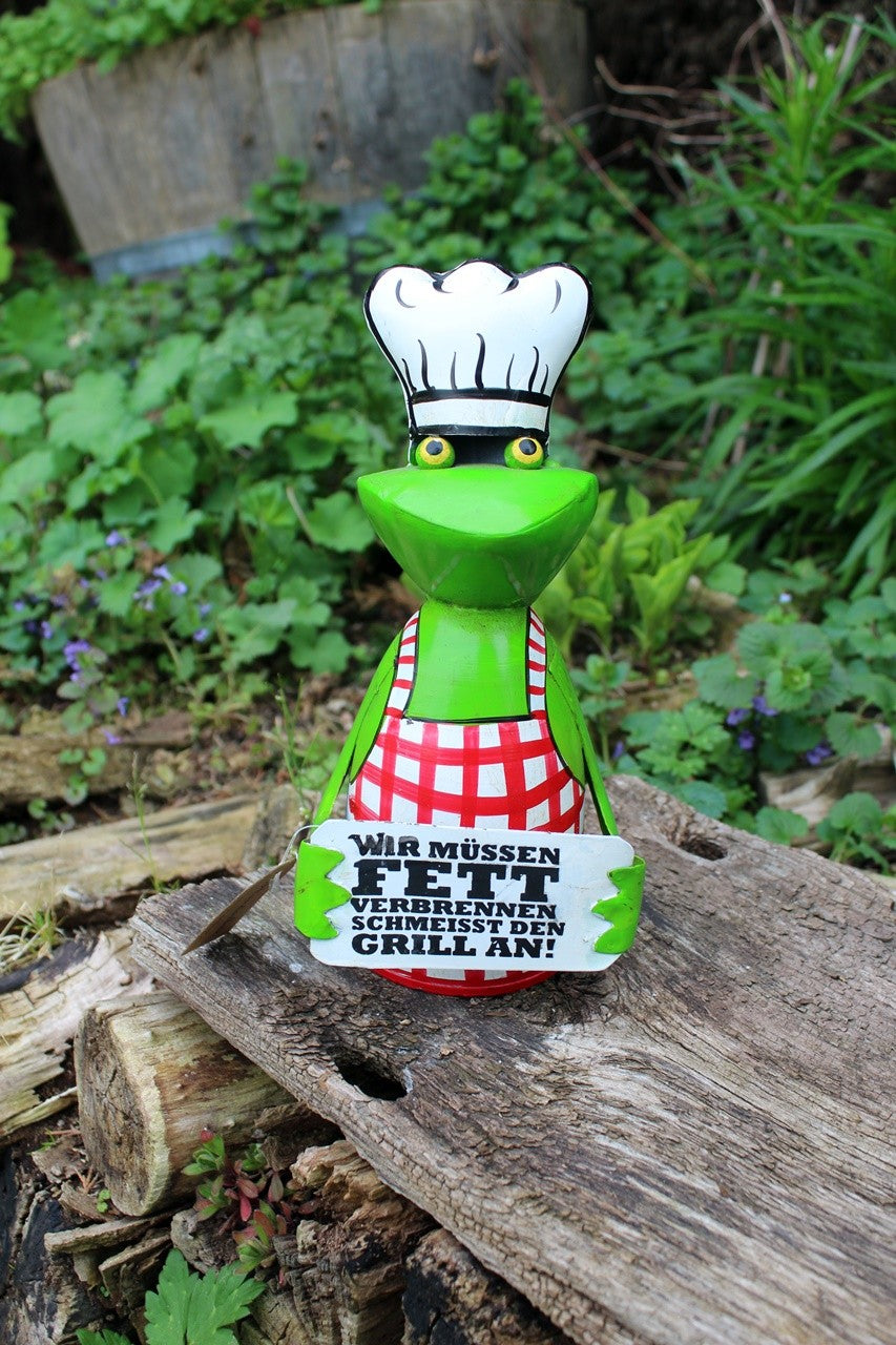 Zaunhocker Frosch Grill rot/weiß