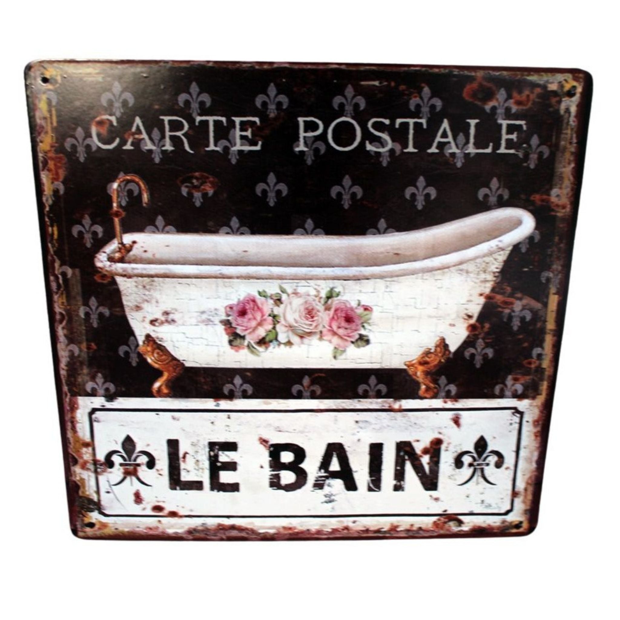 Shabby Blechschild Badewanne Antikstil Bad Retro Le Bain