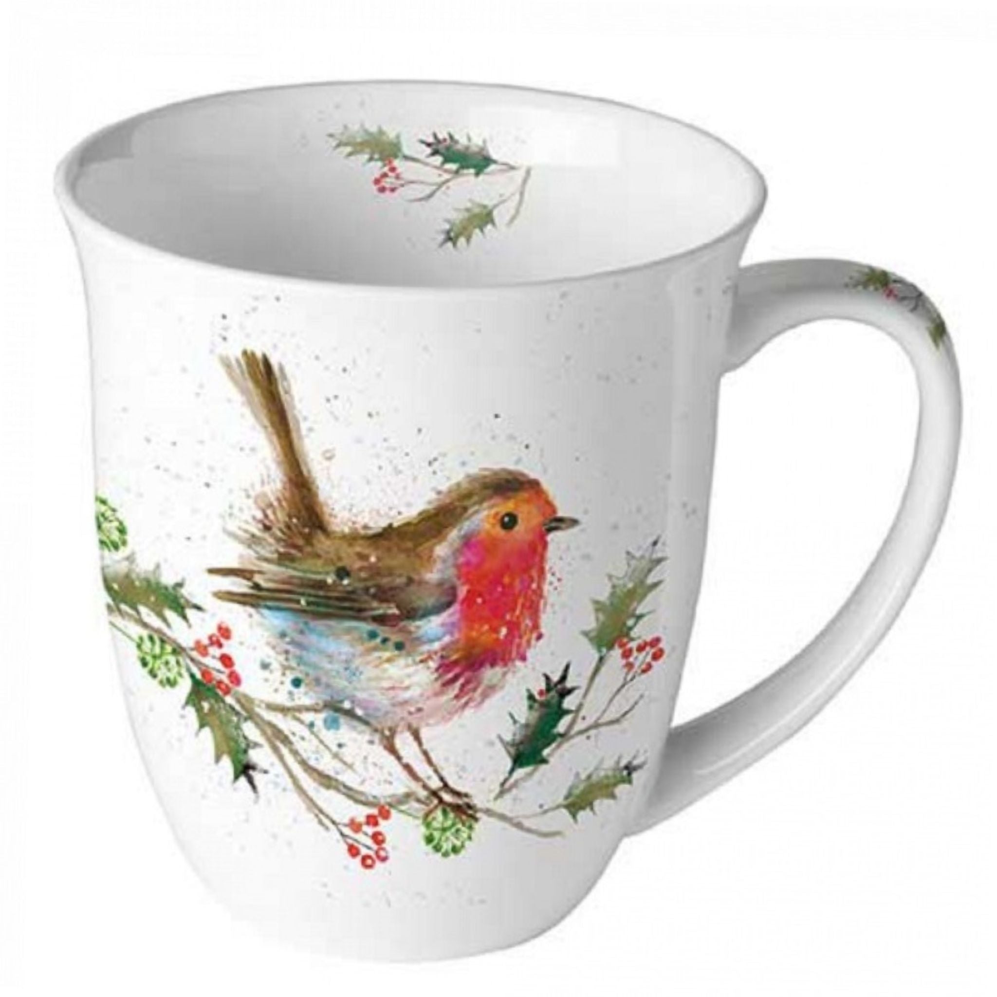 Porzellan Tasse Rotkehlchen Winter Landhaus 0,4L