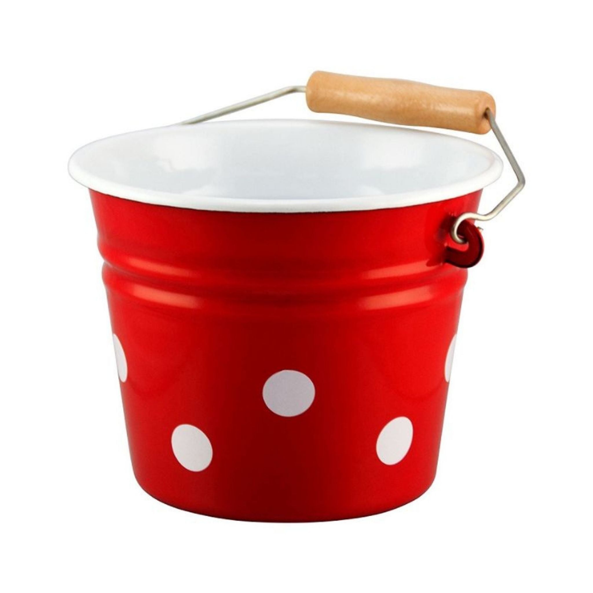 Emaille Eimer Rot Weiß im Retro-Look 2L