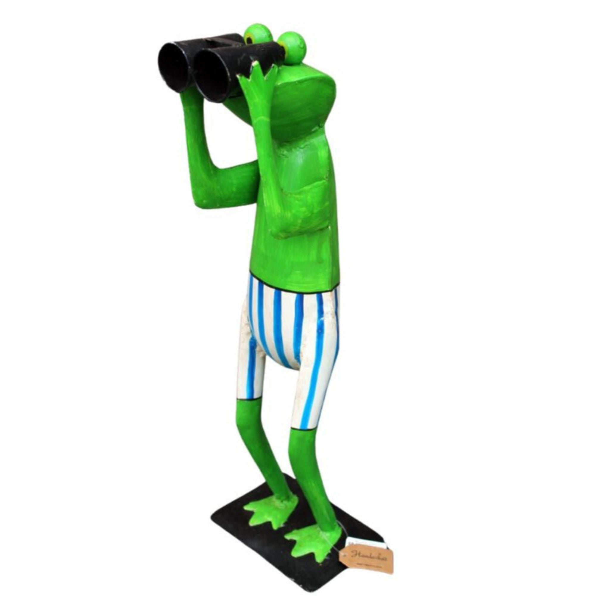 Gartenfigur Frosch Spanner Badehose blau