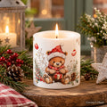 Kerze groß Teddybär mit Geschenk 10 cm