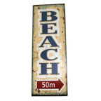 Metallschild Beach Strand 50m Dekoschild Nostalgie Antikstil Wanddeko