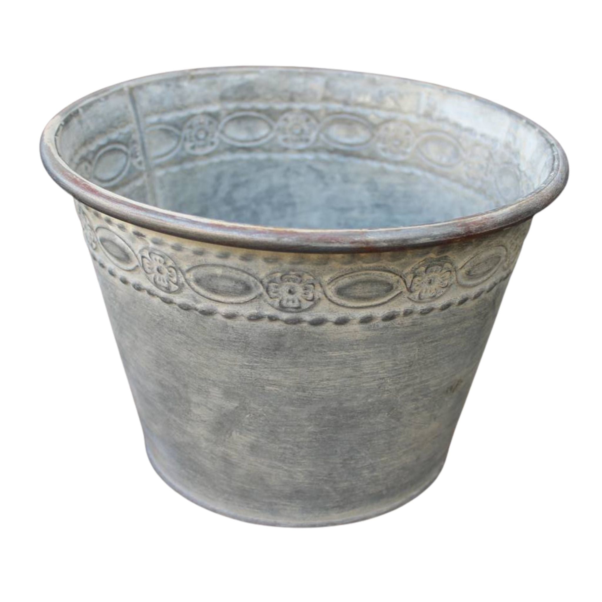 Zink Pflanzkübel Relief-Rand Vintage-Stil 22cm