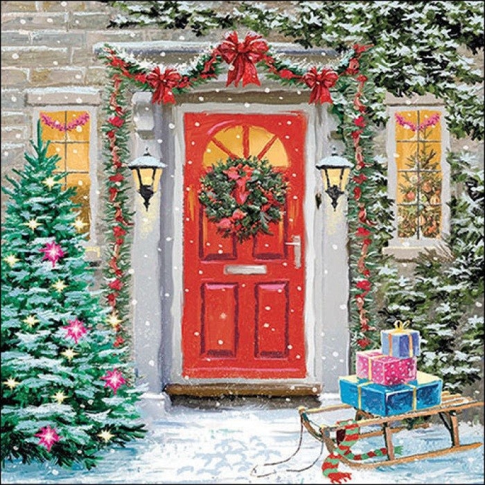 20 Servietten Weihnachtlicher Hauseingang