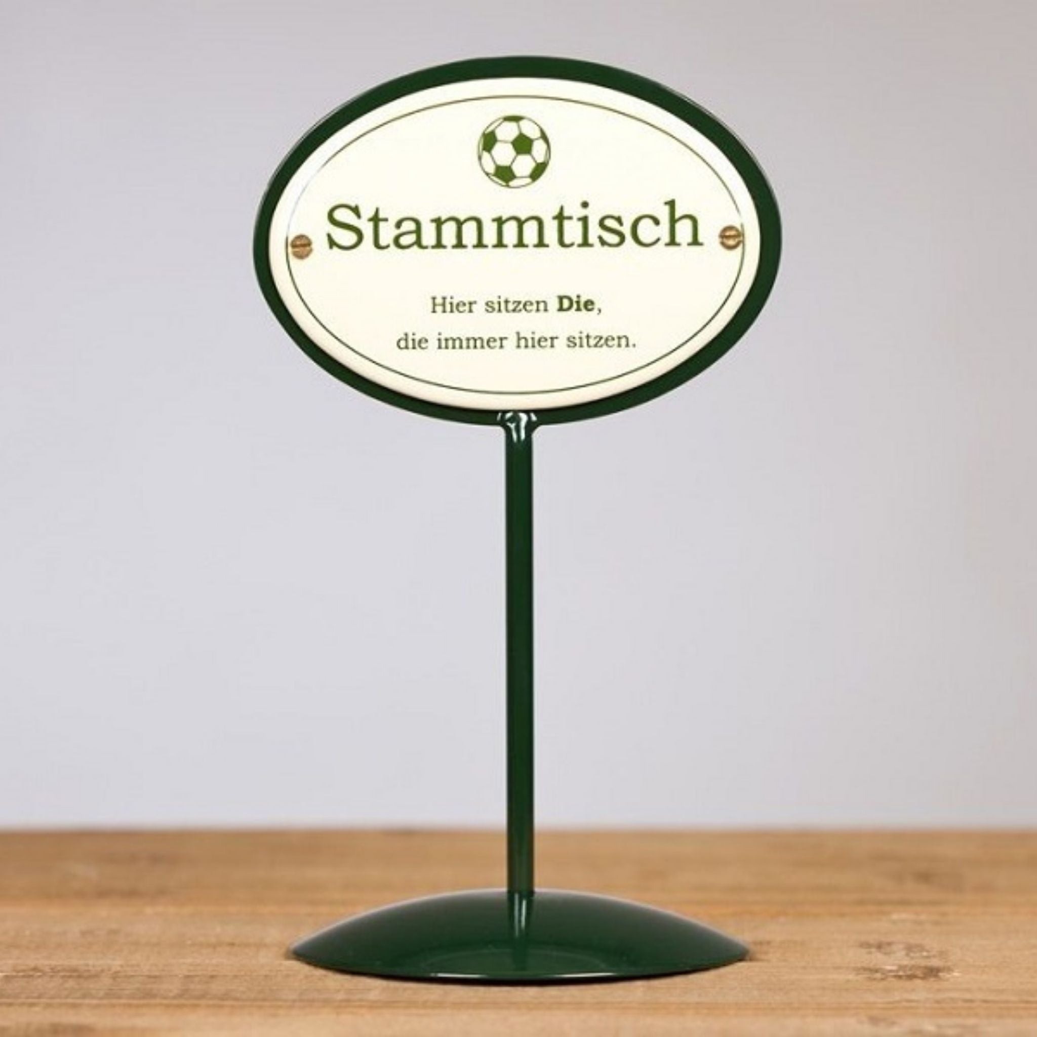Emaille Stammtisch Tischständer Fußball im Retro-Look