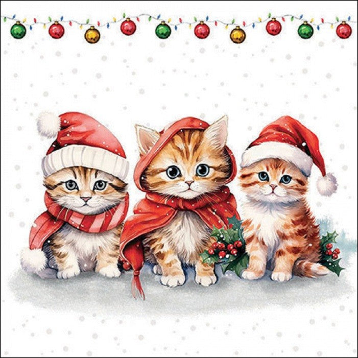 20 Servietten Katzen Trio Weihnachtsdeko