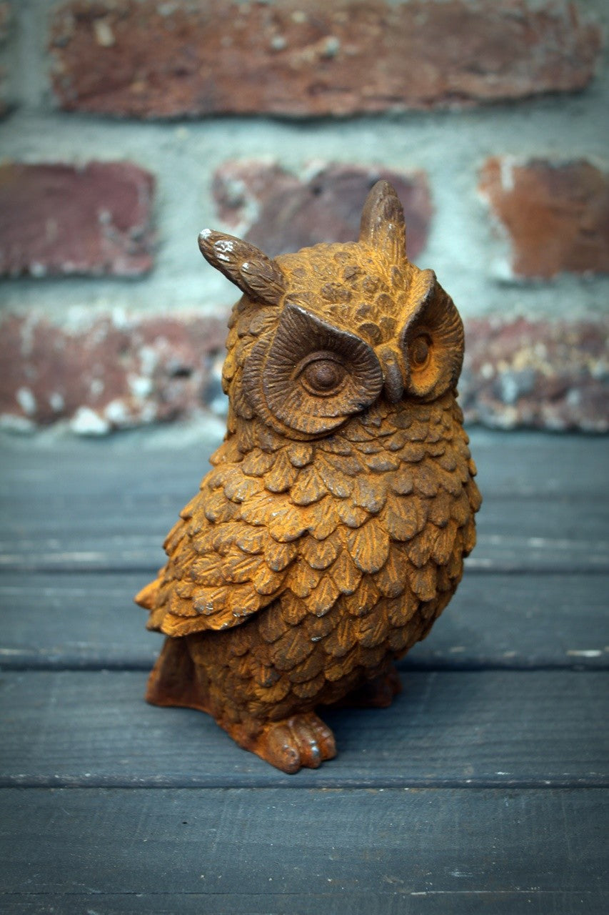 Gartenfigur Uhu Edelrost