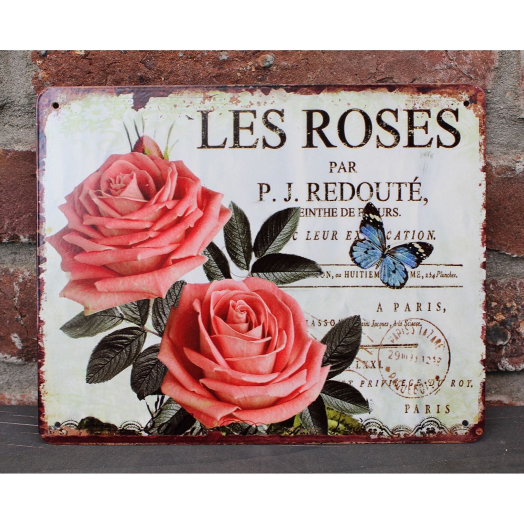 Shabby Blechschild Les Roses