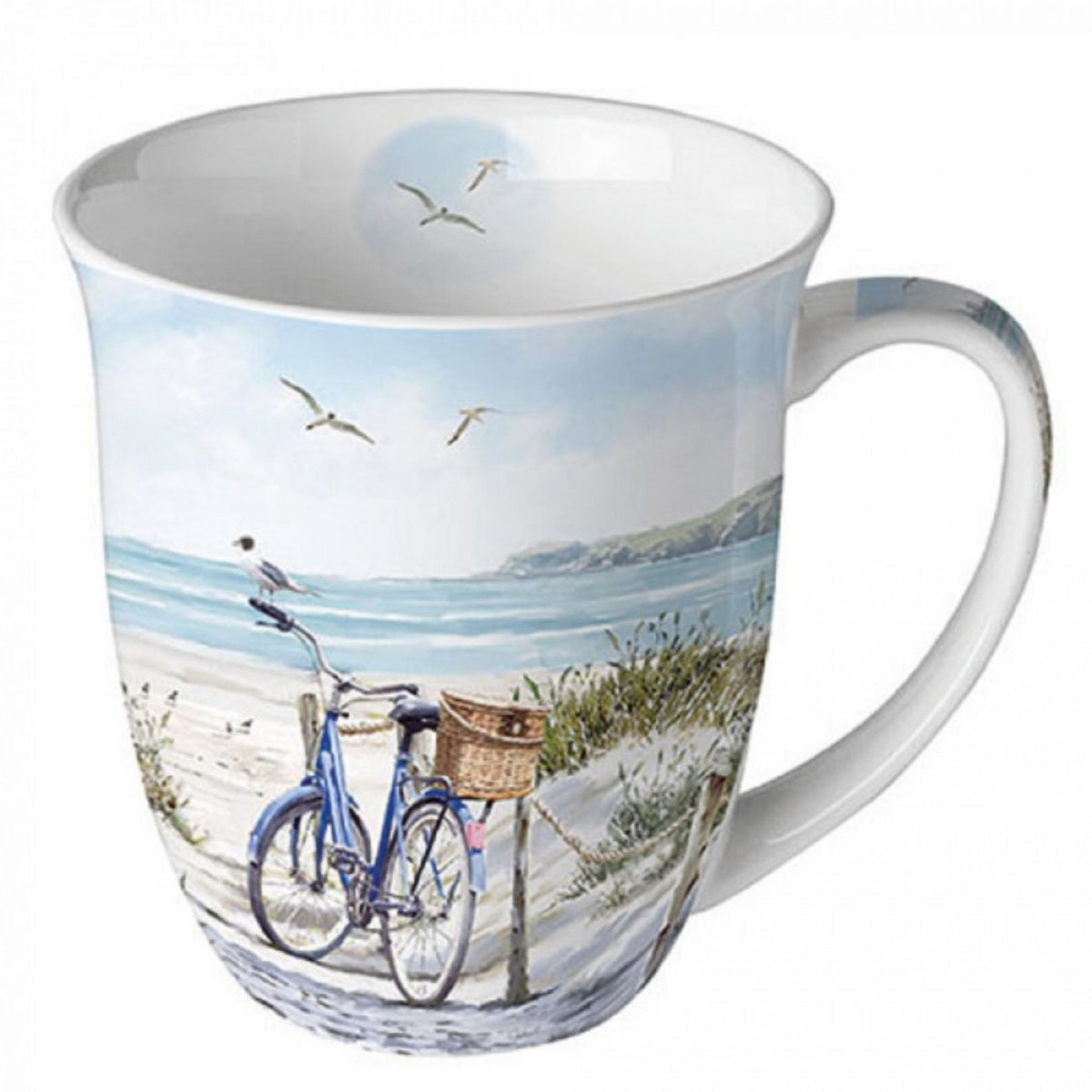 Porzellan Tasse Fahrrad am Strand Maritimer Stil 0,4L