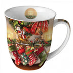 Porzellan Tasse Weihnachten Socken am Kamin 0,4L