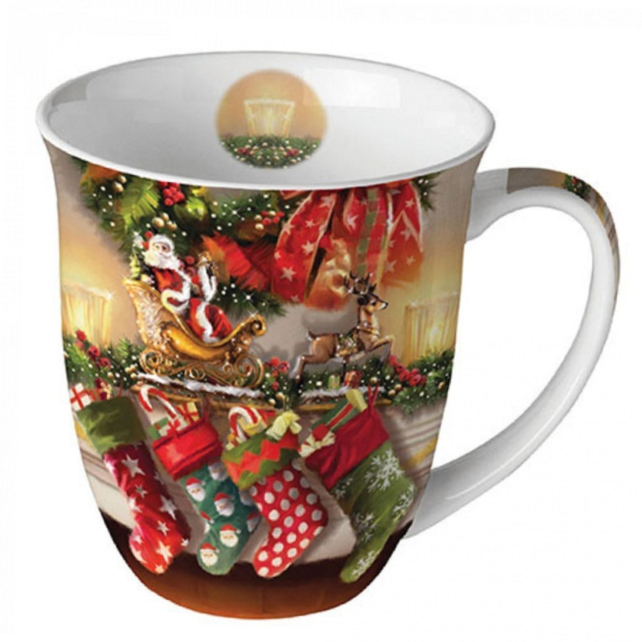 Porzellan Tasse Weihnachten Socken am Kamin 0,4L