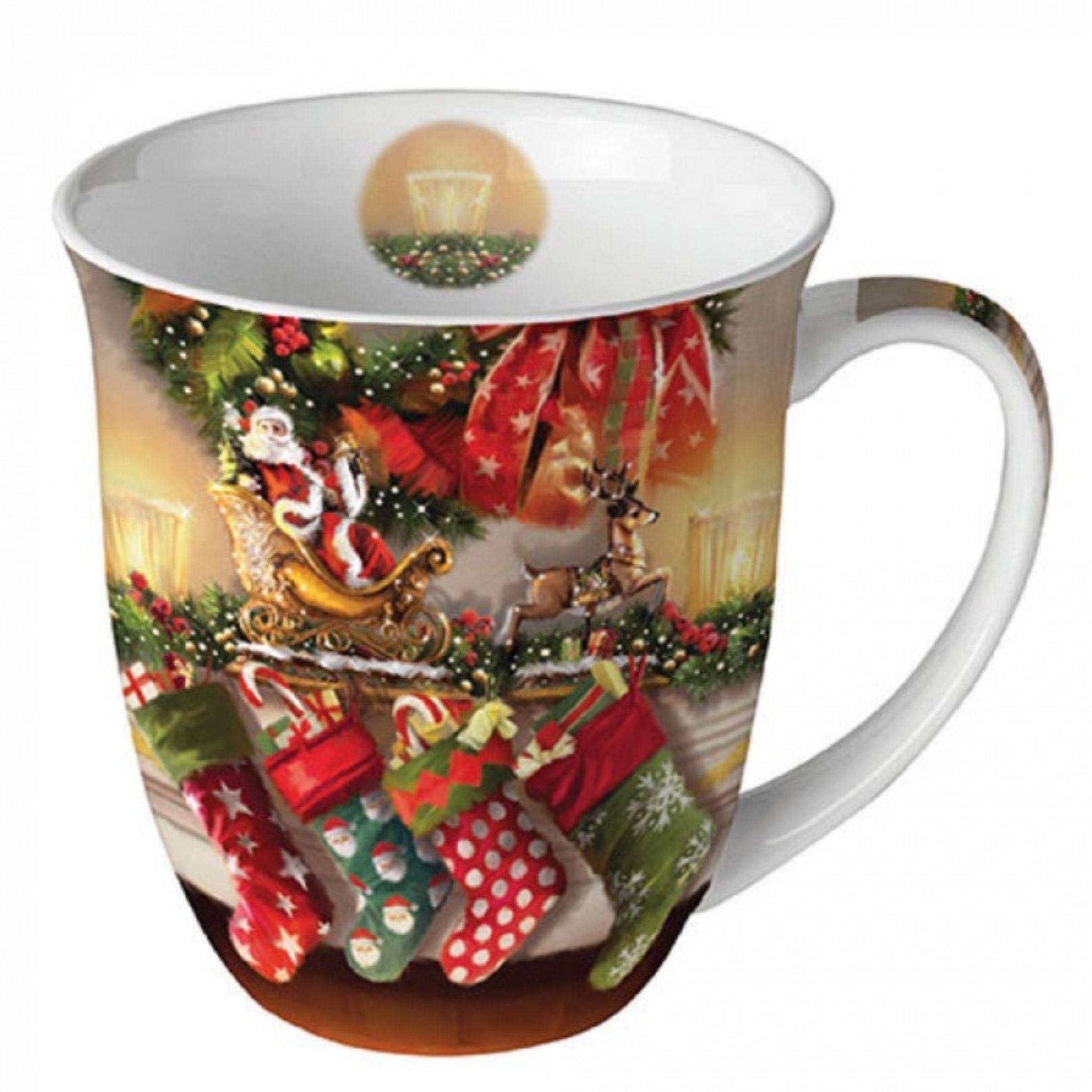 Porzellan Tasse Weihnachten Socken am Kamin 0,4L