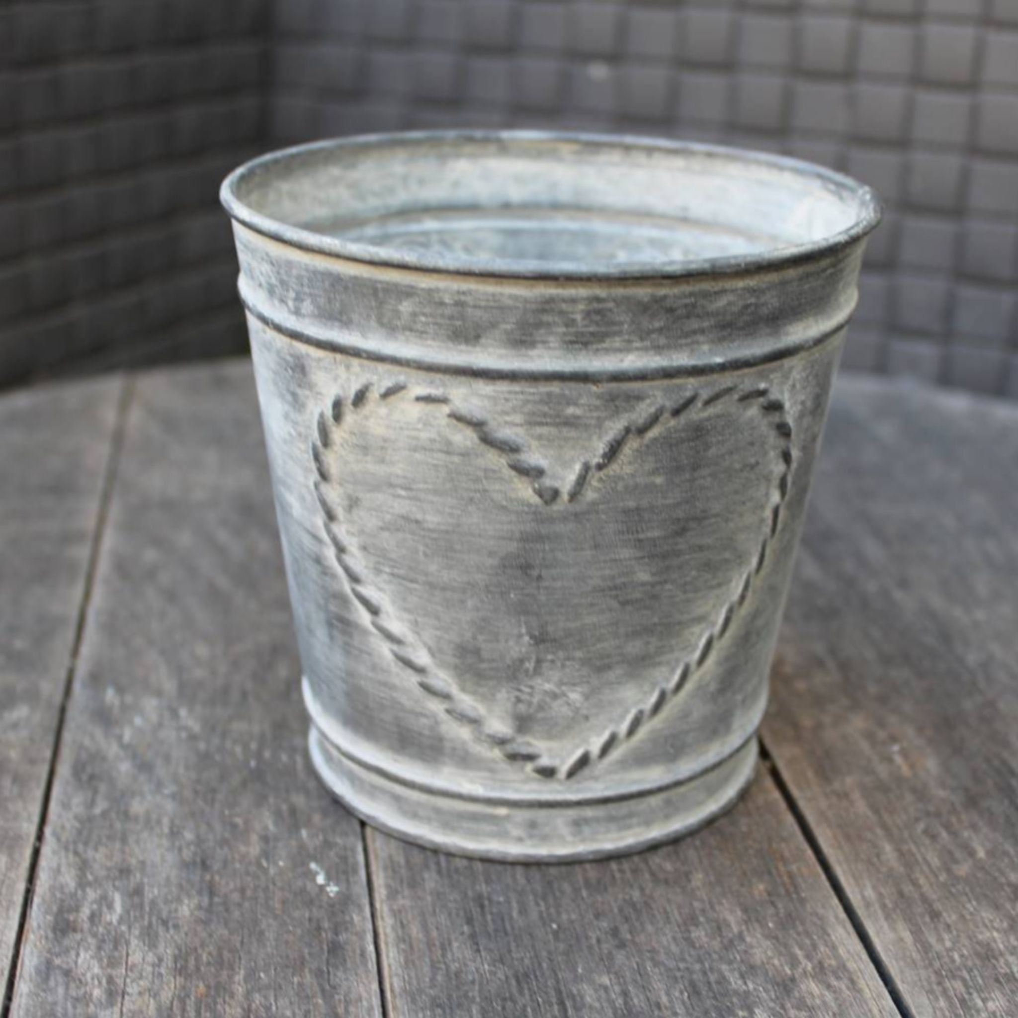 Blumentopf Metall Zink Herz Landhaus-Stil 11,5cm